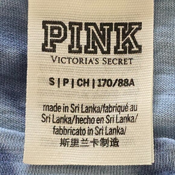 PINK Victoria's Secret Blue Tie Dye Love Pink Pocket Tee Shirt - Picture 14 of 15